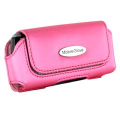 Mobile Glove Universal Luxus Pink Satin Horizontal Holster with Stationary Belt Clip  LUHPEARLPK