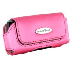 Mobile Glove Universal Luxus Pink Satin Horizontal Holster with Stationary Belt Clip  LUHPEARLPK