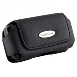 Mobile Glove Luxus Black Leather Horizontal Case with Stationary Belt Clip and Loop  LUHRANTBK