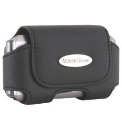 Universal MobileGlove Luxus Small Horizontal Leather Holster with Stationary Belt Clip - Black   LUHSMBK