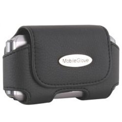 Universal MobileGlove Luxus Small Horizontal Leather Holster with Stationary Belt Clip - Black   LUHSMBK