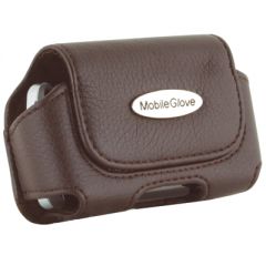 Universal MobileGlove Small Luxus Horizontal Satin Case with Stationary Belt Clip - Brown  LUHSMBR