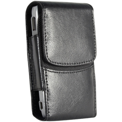 Universal Luxe Verticle Leather Case with Ratcheting Swivel Belt Clip - Black   LUXEQBK