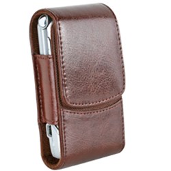 Universal Luxe Vertical Leather Pouch - Brown   LUXEV3BR