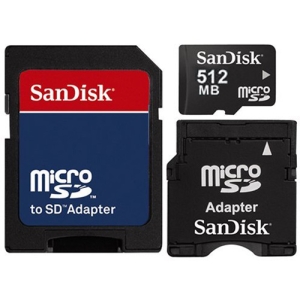 Universal SanDisk 512MB MicroSD Card with Adapters    SDSDQ-512-A11MK