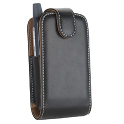 Palm Treo Compatible Shell Black Leather Case with 360 Degree Rotating Belt Clip