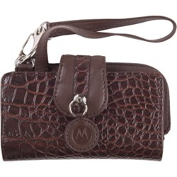 Motorola Original Crocodile Fashion Leather Horizontal Pouch with Zipper Pocket and  Wrist Strap - Brown   SYN2022A