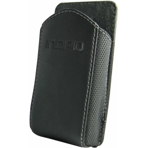Leather/Nylon Vertical Pouch With Belt Clip- Black  TS-129