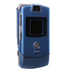Motorola Compatible Crystal Transparent Snap-on Cover - Dark Blue   V3COVDB