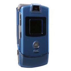 Motorola Compatible Crystal Transparent Snap-on Cover - Dark Blue   V3COVDB