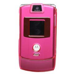 Motorola Compatible Crystal Transparent Snap-on Cover - Pink   V3COVPK