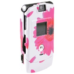 Motorola Compatible Crystal Case Snap-on Cover - Pink Flower   V3COVPKFL