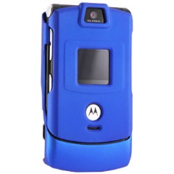 Motorola Compatible Rubberized Snap-On Cover - Blue   V3RUBBL