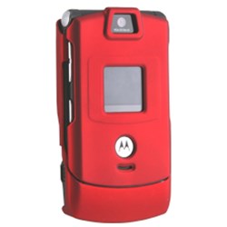 Motorola Compatible Rubberized Snap-On Cover - Red   V3RUBRD