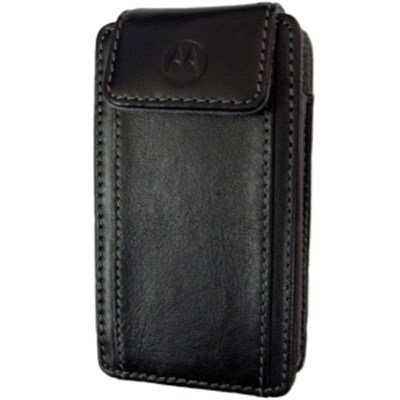 Motorola Original Fifth Avenue Leather Case with Swivel Belt Clip - Black with Gray Stitching   ELV33