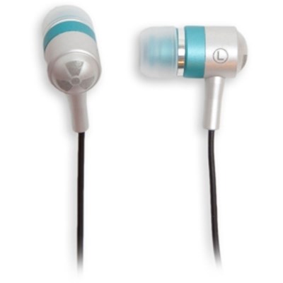 Metal Drumz 3.5 mm Earbuds- Silver and Teal