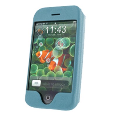 Apple Compatible Leather Snap On Cover with Swivel Belt Clip - Blue   IPHONELEATHBL