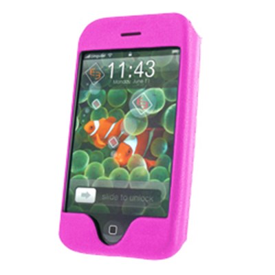 Apple Compatible Leather Snap On Cover with Swivel Belt Clip - Pink    IPHONELEATHPK