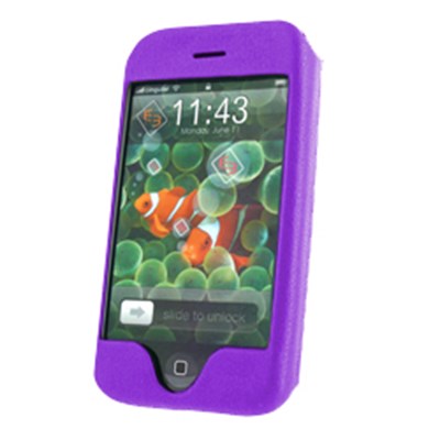 Apple Compatible Leather Snap On Cover with Swivel Belt Clip - Purple    IPHONELEATHPU