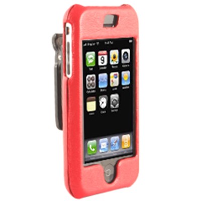 Apple Compatible Leather Snap On Cover with Swivel Belt Clip - Red    IPHONELEATHRD
