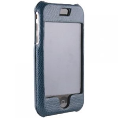 Apple Compatible Leather Snake Skin Snap On Cover with Swivel Belt Clip - Blue    IPHONESNAKEBL