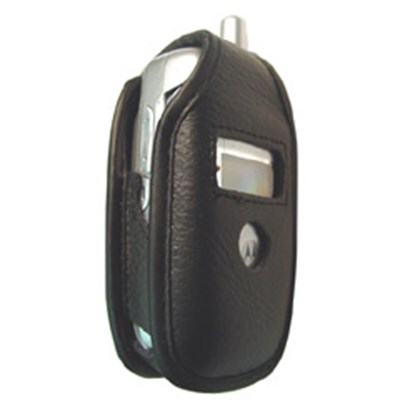 Motorola Compatible Standard Leather Case with Fixed Belt Clip   LCV190PR