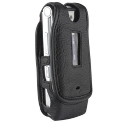 Motorola Compatible Leather Case with Fixed Belt Clip   LCW385PR