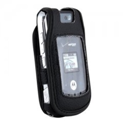 Motorola Compatible Leather Case with Standard Belt Clip and Wrist Strap   LCW755PR