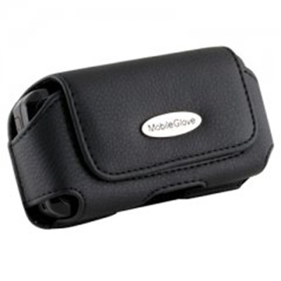 Mobile Glove Luxus Black Leather Horizontal Case with Stationary Belt Clip and Loop  LUHRANTBK