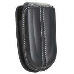 Leather Mini Pouch with Swivel Clip- Black  SOHOMINI