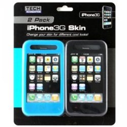Apple Compatible Tech 2 Pack Silicone Cases Light Blue and Black  TSIL3GBLBK