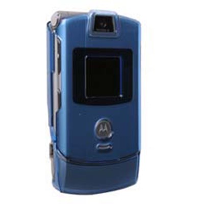 Motorola Compatible Crystal Transparent Snap-on Cover - Dark Blue   V3COVDB