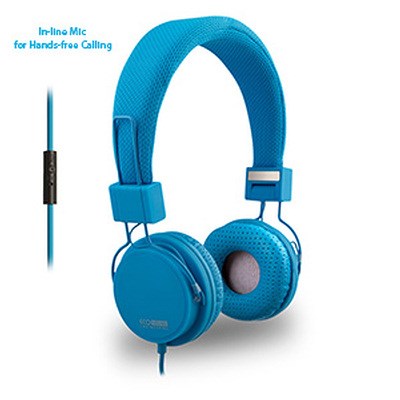 ECO V20 Stereo Headphones with In-line Mic - Blue 12245NZ
