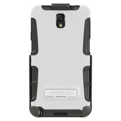 Samsung Compatible Seidio Dilex Case and Holster Combo with Kickstand - Glossed White  BD2-HK3SSGT3K-GL