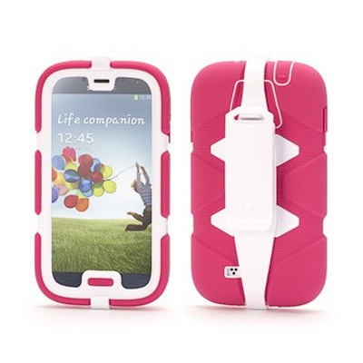 Samsung Compatible Griffin Survivor Hybrid Case and Belt Clip - Pink and White GB37805