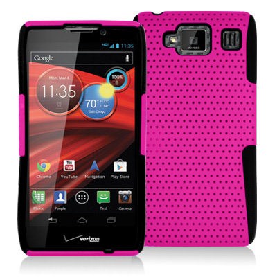 Motorola Compatible Mesh Hybrid Case - Hot Pink On Black HCMOTDRMHDHBM