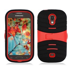 Samsung Compatible Aimo Armor 3-in-1 case with Kickstand- Black with Red Kickstand  SAMT399PCEE003S