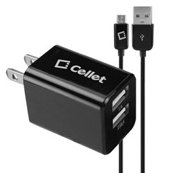 Cellet Dual Usb Travel Charger With Micro Usb Cable (2400mah) - Black  TCMICROH24