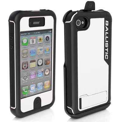 Apple Compatible Ballistic Every1 Case and Holster Combo - White and Black  EX0891-A08C