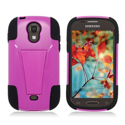 Samsung Compatible Dual Layer Cover with Kickstand - Black and Hot Pink  SAMT399PCMSK021S