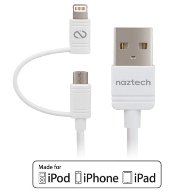 Naztech 6 foot Hybrid 2-in-1 Micro USB and MFI Lightning Cable