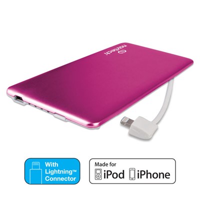 Naztech PB3200 MFi Slim PowerBank with Lightning Cable - Pink  12966-NZ