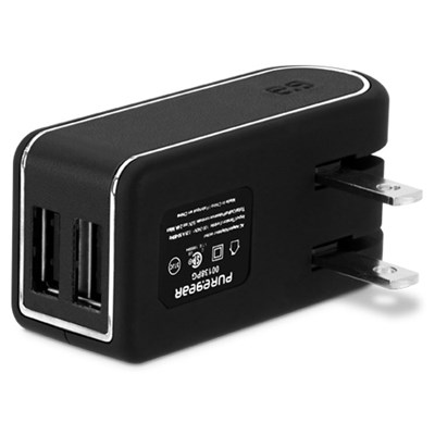 Puregear 4.8a Dual Usb Travel Charger (provides 2.4a Per Port) (24w) - Black - Retail Packaged