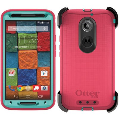 Motorola Compatible Otterbox Defender Rugged Interactive Case and Holster - Teal Rose 77-50233