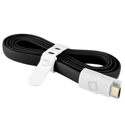 Cellet Flat Wire Micro Usb Data Cable - 3 Ft Cord - Black  DAMICROGBK
