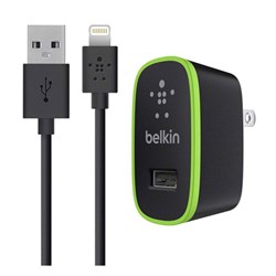 Belkin 2.1 amp Mixit Travel Charger Adapter With Mixit Lightning Cable (4 Ft Length) - Black