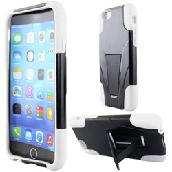 Apple Compatible Dual Layer Cover with Kickstand - White and Black  IPH6-HYB-WH