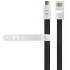 Cellet Flat Wire Micro Usb Data Cable - 3 Ft Cord - Black  DAMICROGBK Image 1