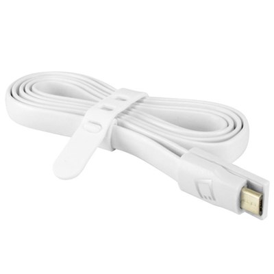 Cellet Flat Wire Micro Usb Data Cable - 3 Ft Cord - White  DAMICROGWT