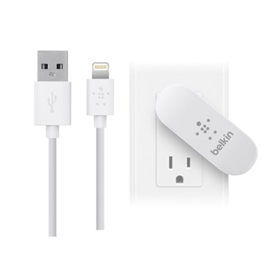 Belkin Dual Port Usb Swivel 4.2 Amp Travel Charger With Lightning Cable - White  F8J077TT04-WHT